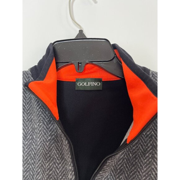 Golfino Herringbone Grey/Black Long‎ Sleeve 3/4-Zip Top With Orange Accents 10 - Picture 3 of 9